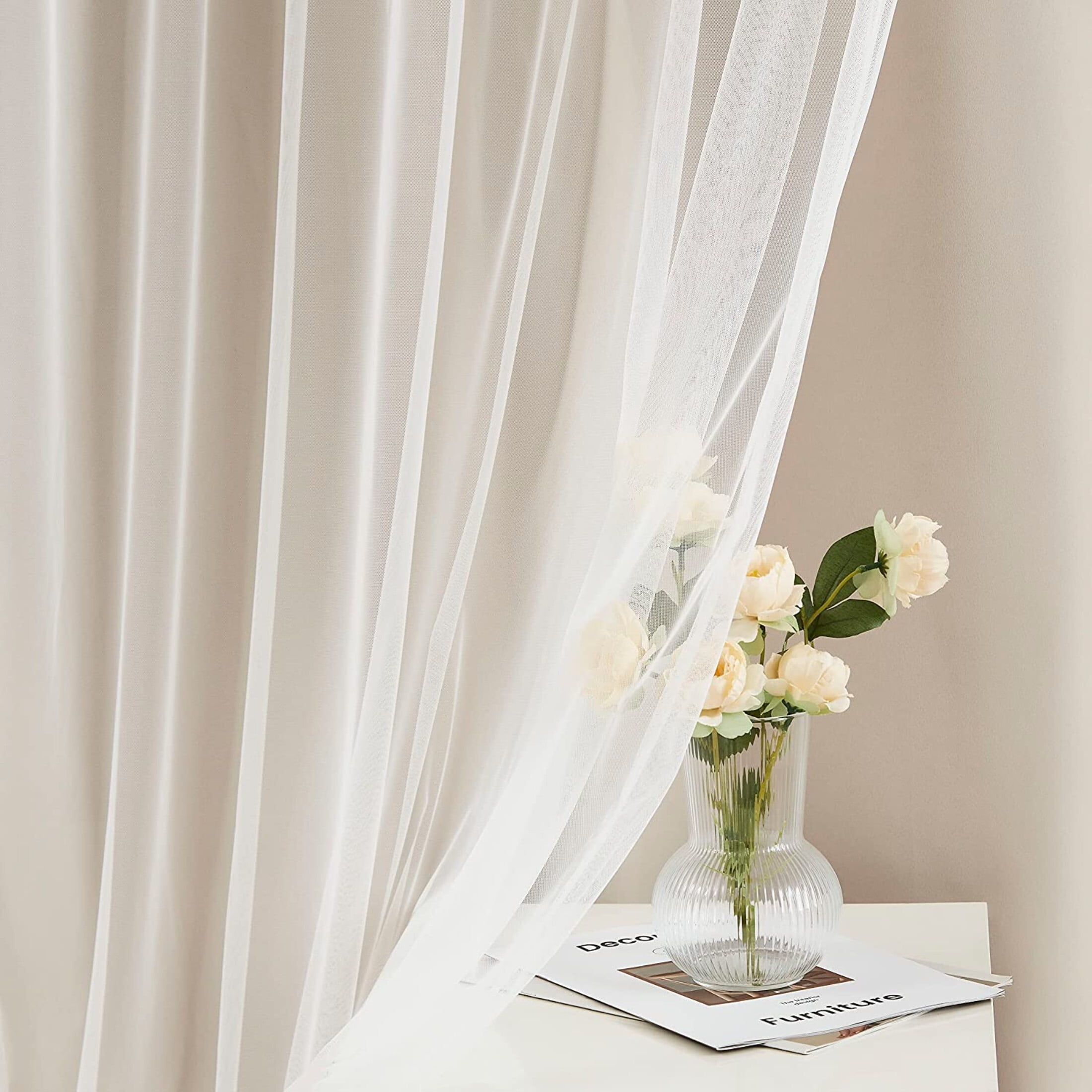 Pinewave Blackout Curtains with Sheer Overlay Mix and Match Double Layer.Grommet Top,37"Wx63"L,Beige,2 Panels