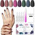 thumbnail image 1 of 8 Packs (192PCS) Acrylic Matte Press on Nails Medium Length, Short Coffin Stick Glue on Nails for Women, Ballerina False Nail Art Tips Sets, Solid Color Fake Nails with Glue Nail File, 1 of 7