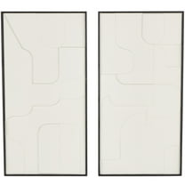 DecMode White Wood Geometric Wall Decor with Black Frame (2 Count)