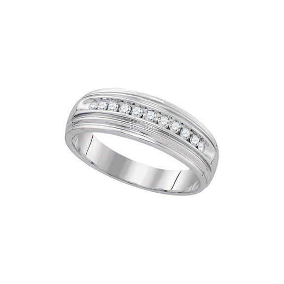 FB Jewels Sterling Silver Mens Round Diamond Wedding Band Ring 1/4 Cttw