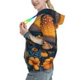 thumbnail image 2 of Daiia Vintage Blue Leaf Mushroom Pattern Women's Fashion Hoodies & Sweatshirts with Kangaroo Pocket Hooded Sweatshirt with Eye-catching Drawstrings-Small, 2 of 7