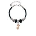 thumbnail image 2 of Delight Jewelry Rose Goldtone Crystal Initial - J - Godmother Celtic Knot Leather Bead Bracelet, 7"+2" Extender, 2 of 4