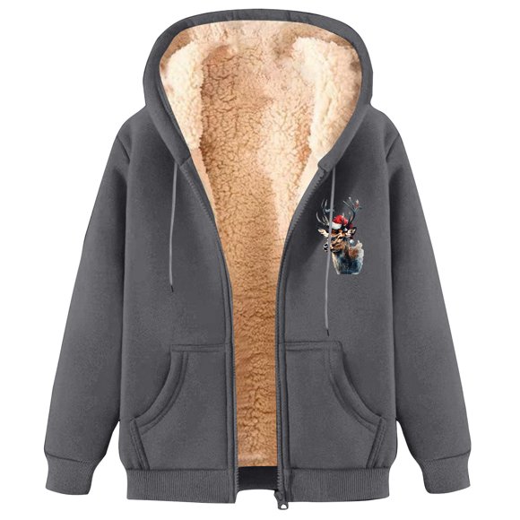 Lovzfmll Men's Long Sleeve Graphic Zip Cardigan, Fleece-Lined Sweatshirt Jacket, Stylish Outerwear for Cold Season Gray, L