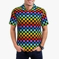 thumbnail image 2 of Salouo Rainbow Chequerboard for Men's Short Sleeve Polo Shirts,Polo Shirts for Men Performance Short Sleeve Golf Shirt Athletic Casual Collared T-Shirt-XX-Large, 2 of 8