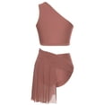 thumbnail image 3 of Aislor Women's Rhinestone Crop Tank Top with Mesh Skirted Briefs Dancewear Dusty Pink XL, 3 of 7
