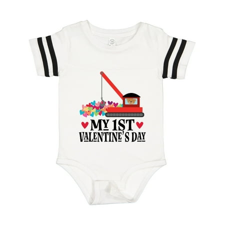 

Inktastic My 1st Valentines Day Truck Crane Gift Baby Boy or Baby Girl Bodysuit