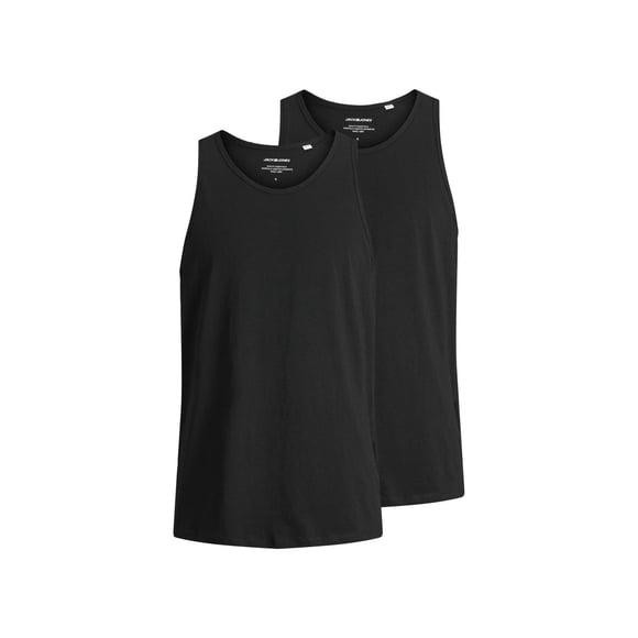 Jack & Jones Camiseta de tirantes para Hombre, Pack de 2 - JACBASIC TANKTOP, liso, algodón Negro XXL (XX-Large)