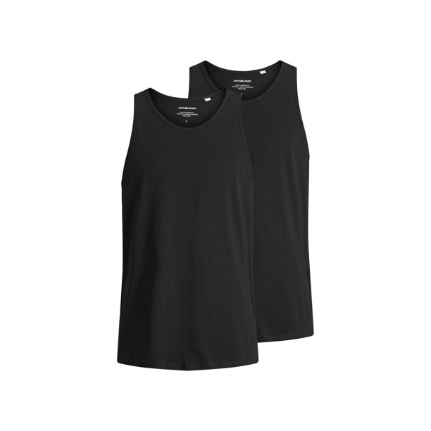 Jack & Jones Camiseta de tirantes para Hombre, Pack de 2 - JACBASIC TANKTOP, liso, algodón Negro S (Small)