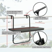 Balcony Table Hanging Deck Railing Table Outdoor Balcony Bar Table for Railings Folding Adjustable Black