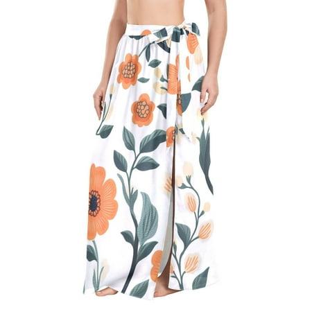 FORMRS Beach Sarong for Women Semi-Sheer Wrap Skirt Swimsuit Cover Up  Flowers Pattern