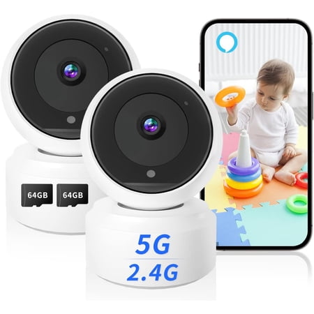 2K Indoor Camera, 5G & 2.4G Security Pet Camera for Baby Monitor, 360° PTZ Cameras for Home Security