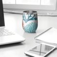 thumbnail image 3 of 12oz Stemless Wine Tumblers Coastal Coral Vacuum Insulated Stainless Steel Travel Tumbler Cups Mug with Lid and Straw for Champaign,Cocktail,Beer with Cleaning Brush, 3 of 5
