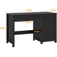 thumbnail image 2 of Farmhouse 47" Executive Desk with File Drawer, Wood Computer Desk with 3 Storage Drawers, Workstation for Home Office, Study, Writing(Pure Black), 2 of 14