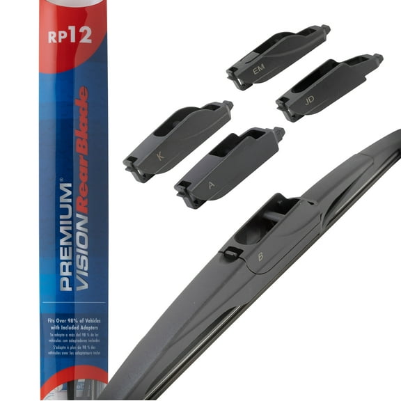 Premium Vision Rear Wiper Blade RP12 | Fits various models of Toyota, Nissan, Honda, Jeep, Lexus, Subaru, Chevrolet, Dodge, Kia, Ford, Buick, Hyundai, INFINITI, Acura, Mitsubishi, Mercedes-Benz, Fiat