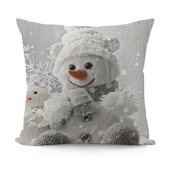 SHANXI Throw Pillow Covers White Smiling Square Pillowcases for Home Decor Sofa Car Bedroom Winter Falling Creative Design Pillow Cases 12x12in