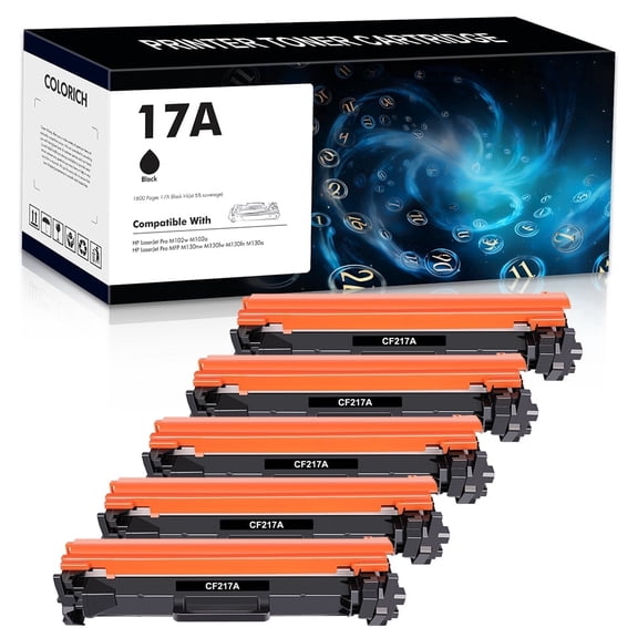 Colorich Compatible for HP 17A CF217A Toner Cartridge Compatible for Laserjet Pro M102w M102a, MFP M130nw M130fw M130fn M130a Printer (Black, 5-Pack )