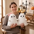 thumbnail image 3 of Ghost with Bow Plush Throw Pillow Soft Stuffed Halloween Decorative Cushion for Couch Sofa Bed Living Room, 3 of 7