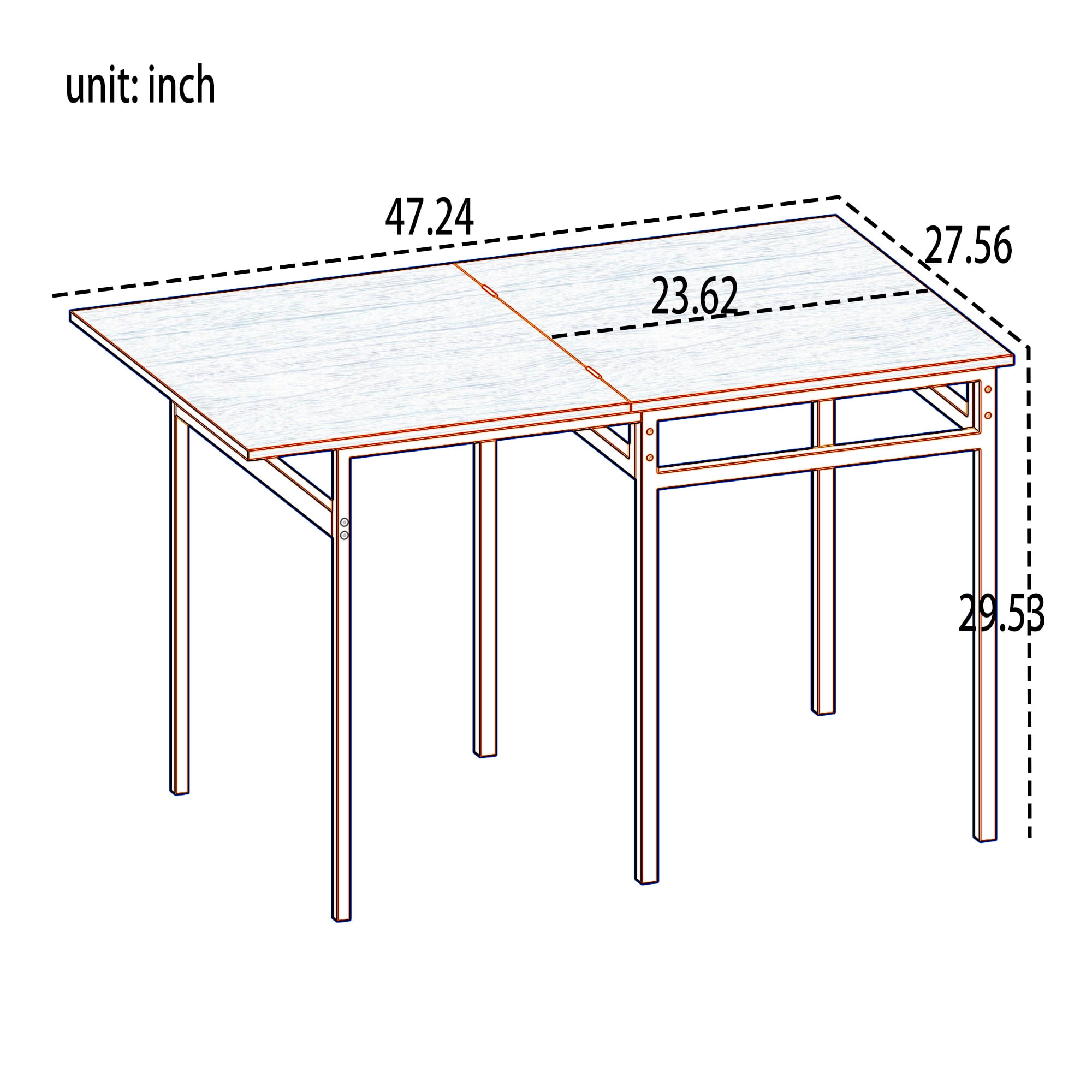 GARITIN Extendable Dining Table Set with 4 Chairs, Rectangular Expandable Kitchen Table for Small Family Apartment, Charcoal and Grey
