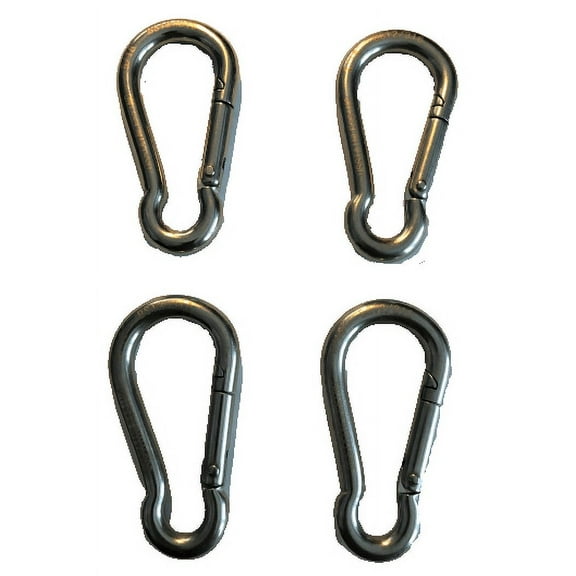 US STAINLESS 4 Pieces Stainless Steel 316 Spring Hook No Eye Carabiner 3/16" (5mm) Marine Grade