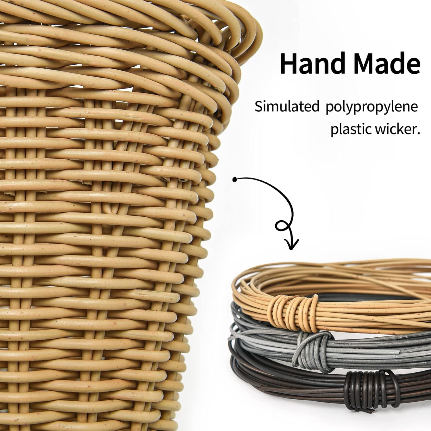 GRANNY SAYS Bike Basket, Wicker Basket for Bike, Hand-Woven Bicycle Basket, Detachable Wicker Front Handlebar Bike Basket