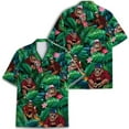 thumbnail image 2 of Bigfoot Men's Hawaiian Shirts Button Down Short Sleeve Shirt Funny Bigfoot Surfing Tropical Riding Waves Hawaii Shirt, 2 of 7
