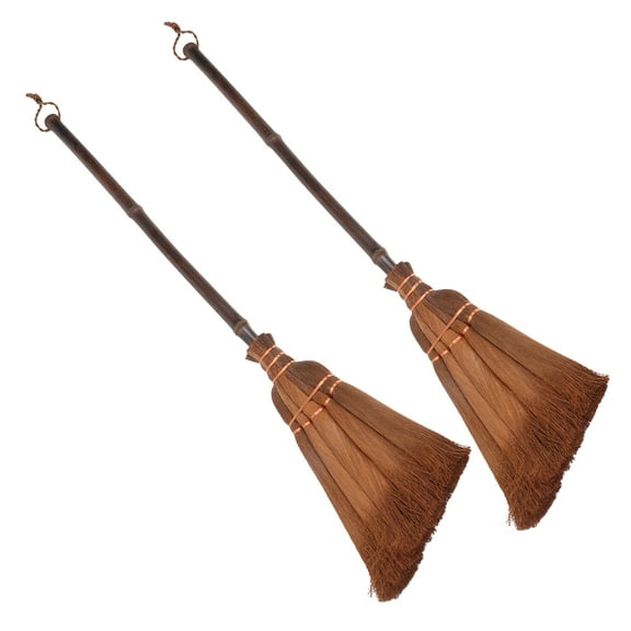 NIAIZEK 2pcs Light Brown Synthetic Broom Set for Household Cleaning, Sweeping Tools for Indoor and Outdoor Use