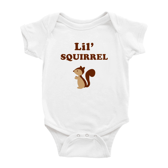 Cute Baby Jumpsuit Lil' Squirrel Animal Funny Boy & Gril Bodysuit (White, 18-24 Months)