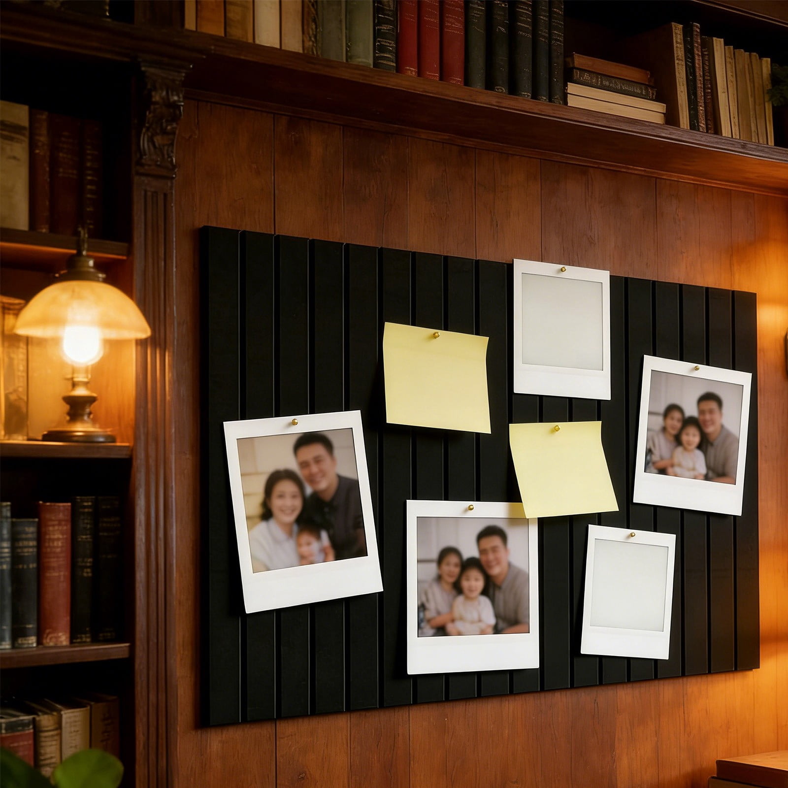 Bulletin Board 6 Pack, Perpendicular Fluted Fabric, Peel and Stick, No Nails, Photo Note Pin Board for Home Office Living Room Entryway