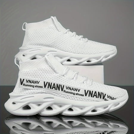 

Plus Size Men s Woven Knit Breathable Blade Type Sneakers Comfy Non Slip Soft Sole Shoes For Men s Outdoor Activities