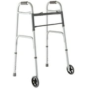 Medline Lightweight Folding Walker with 5 Wheels, Aluminum Frame Supports up to 300 lbs.
