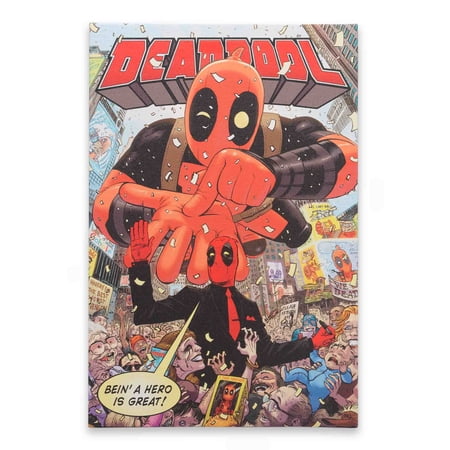 Marvel Deadpool Bein a Hero Comic Book Canvas Wall Decor for Man Cave Teen Room or Movie Room