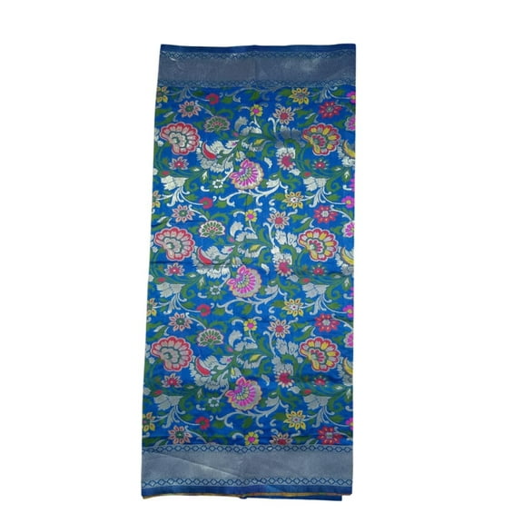 AlchemicLiving Classic Royal Blue Embroidered Woven Banarasi Silk Zari Premium Dupatta with Thread Work n Tassels- Elegant Chunni for Women and Girls - Size: 1M x 2.5M