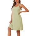 thumbnail image 4 of INSPIRE CHIC Vestido de pijama sin mangas para mujer, quimono de modal, camisones, camisetas de noche, vestidos de noche con tirantes delgados, XS Verde Brillante, 4 of 6
