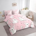 thumbnail image 3 of jejeloiu Cute Animal Rabbit 7 Pieces Bedding Comforter Set,Kawaii Loves Birds Full Bedding Set,White Pink Fitted Sheet Flat Sheet For Girl,Microfiber Bedroom Decor Reversible, 3 of 8