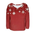 thumbnail image 5 of Hueook Sweatshirts for Women Ladies' Fashionable Loose Casual Christmas Printed Long Sleeved V-neck Coarse Woven Pit Stripe Hoodie Top Red M, 5 of 6