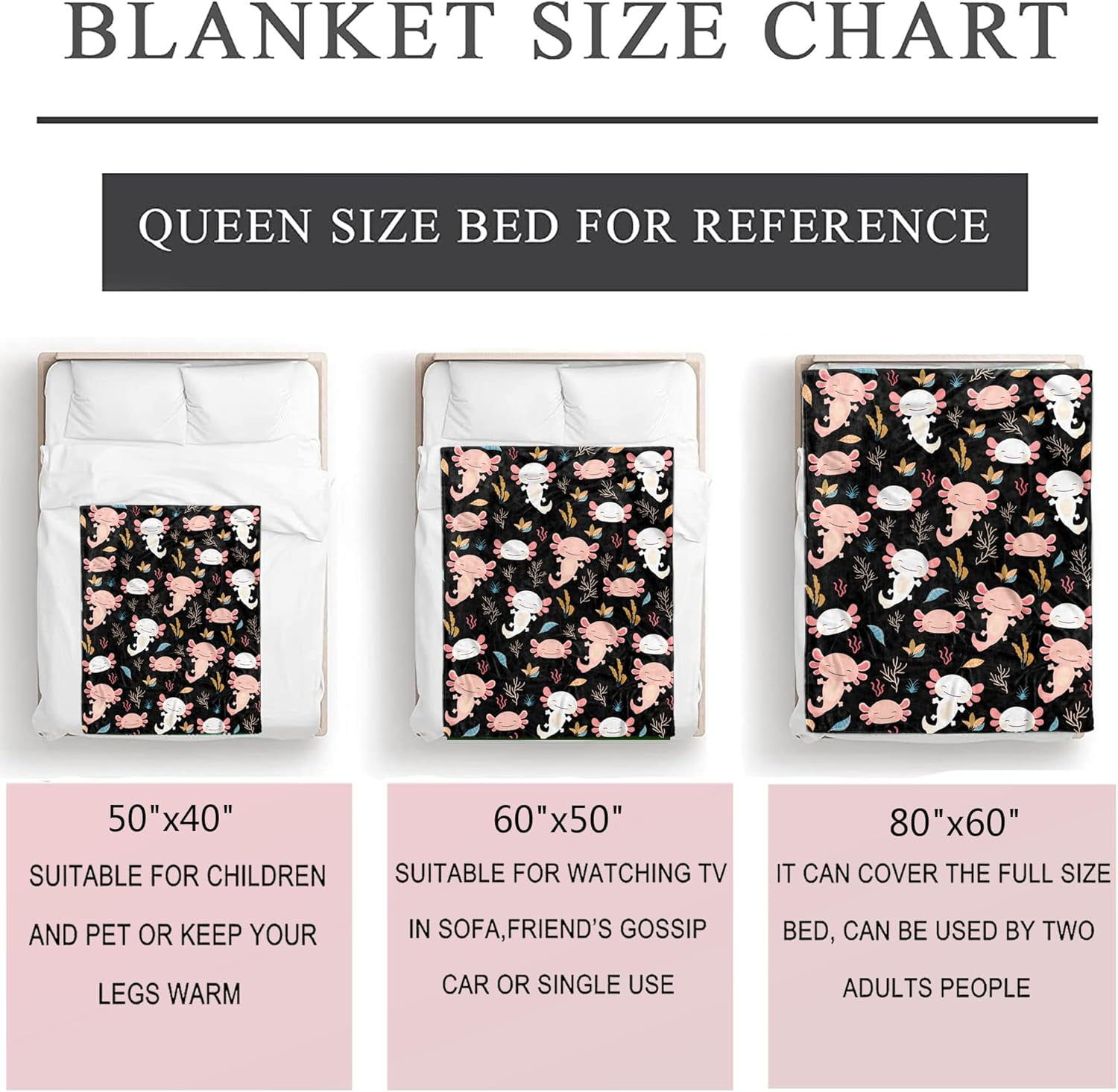 Axolotl Blanket Ultra Soft Flannel Throw Blanket Gifts for Axolotl Lovers Blankets for Girls Boys Kids Women Adults Stuff 80"X 60"