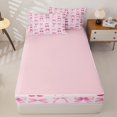 thumbnail image 4 of Erosebridal Watercolor Bow Pattern Zipper Twin Comforter Sets with Fitted Sheet and 2 Pillowcases,Cherry Fruit Print Zipper Bedding Set,Pink,Pink Reversible, 4 of 6