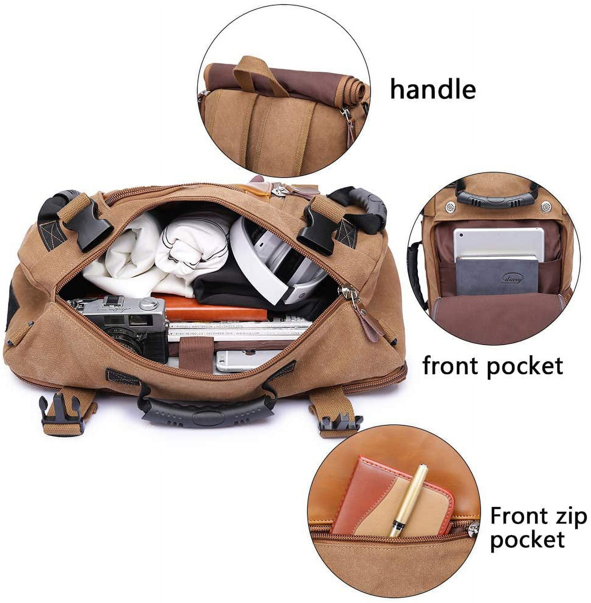 Wear Resistant Durable Travel Backpack for Men Women Canvas Backpack Carry on Luggage Rucksack Convertible Duffel Bag Large Walmart