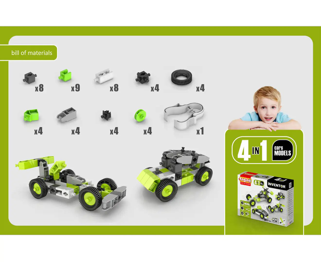 Engino-INVENTOR 1231 Konstruktionsbausatz – 12-in-1 Autos, Kreatives Spielzeug Für Kinder