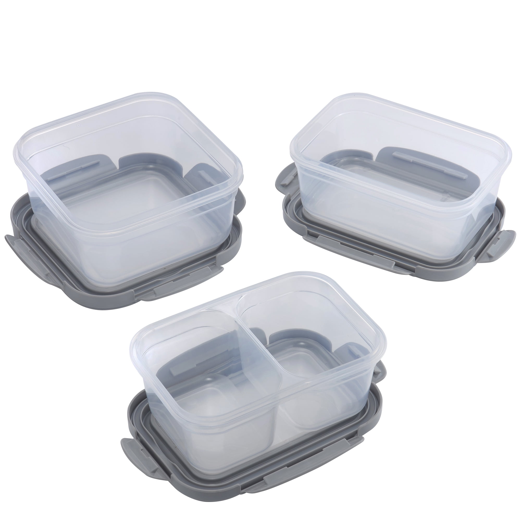 Mainstays Stackable Snacks to Go Containers, Set of 3, Grey