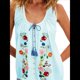 thumbnail image 3 of Blusas Bordadas con Flores para Mujer, Cuello en U, Flecos y Lazo Frontal, Camisetas Sin Mangas Holgadas Estilo Bohemio . Azul S, 3 of 7