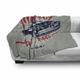 thumbnail image 3 of Cars Soft Flannel Fleece Throw Blanket, Hot as Hell Muscle Car Words Classic Vintage Sports Car in Navy Blue, Cozy Plush for Indoor and Outdoor Use, 60" x 80", Navy Blue Red Pale Grey, by Ambesonne, 3 of 6