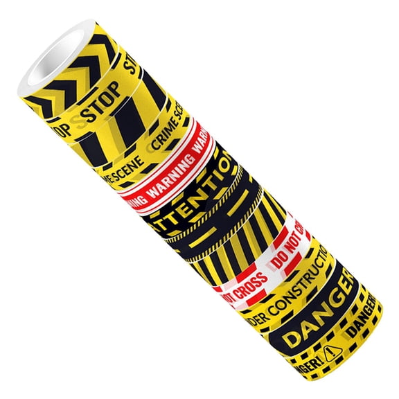 FELTECHELECTR Multi Color Warning Tape Set Self Adhesive Washi Tape for Scrapbooking and Crafting