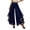2-Navy, variant on Women's High Waisted Layered Chiffon Ruffle Wide Leg Dress Pants Gold Trim Loose Flowy Slacks Modern Cut Lightweight Breathable Summer Mesh Palazzo Trousers 1-Black S