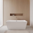thumbnail image 2 of Sara 63" Freestanding Bathtub in White with Floor Mounted Faucet, Drain and Overflow Trim in Brushed, 2 of 7