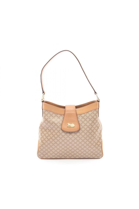 Pre-Owned Celine Triomphe Shoulder Bag/Handbag, Coated Canvas and Leather, Women's, Beige/Brown