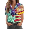 thumbnail image 5 of Mifsaly Short Sleeve Button Down Shirts for Women Lapel Collar V Neck Blouses Patriotic Hearts American Flag Print Independence Day Tops 2026 S, 5 of 6