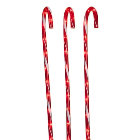 Set Of 3 28 Lighted Candy Cane Light Pathway Markers Set Of 3 28 Lighted Candy Cane Light Pathway Markers Yard Stakes
