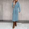 thumbnail image 5 of Juebong Women's Elegant Trench Jacket 2025 Wool Blend Pea Coat with Belt Notched Lapel Mid-Long Jackets Winter Warm Overcoat Light Blue,XL, 5 of 8