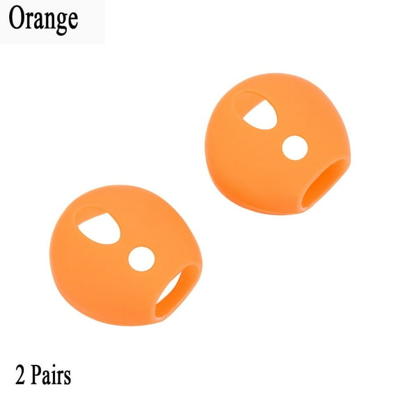 2 Pairs Memory Gel Anti Slip Soft Ultra Thin Noise Isolating Earphone Tips Silicone Case Cover Replacement Eartips ORANGE